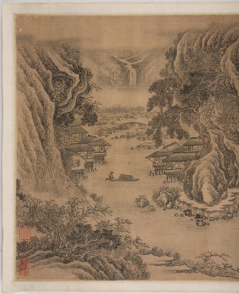 古玩字畫民國仿劉度山水真品鑒賞圖