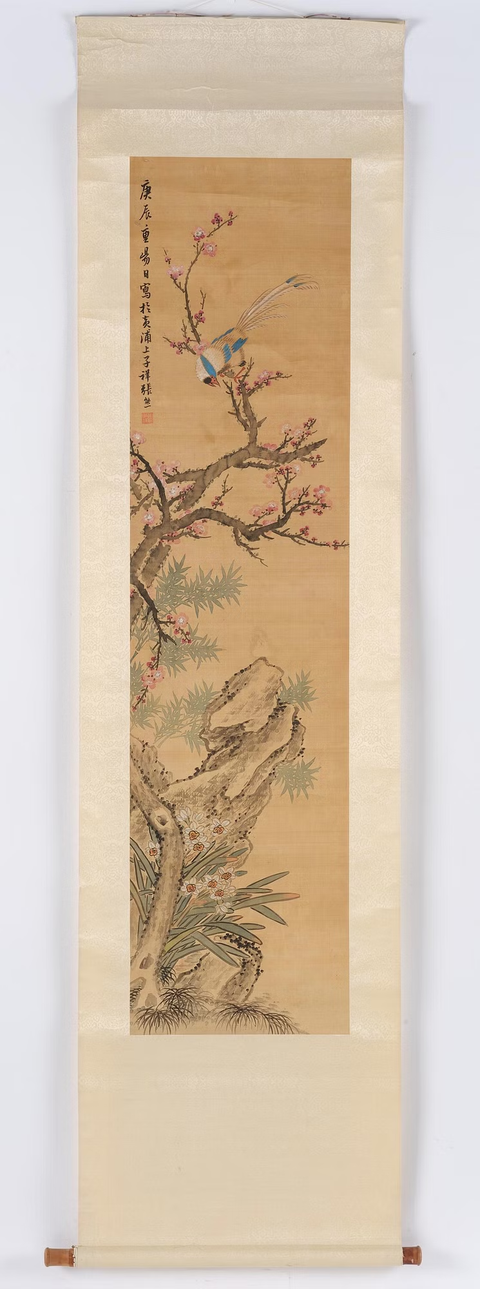 古玩字畫張熊款梅竹蘭真品鑒賞圖