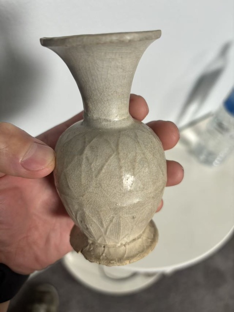 古玩陶瓷青白釉撇口瓶真品鑒賞圖