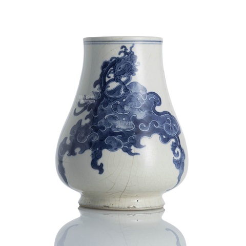 古玩陶瓷晚清煨瓷青花尊真品鑒賞圖