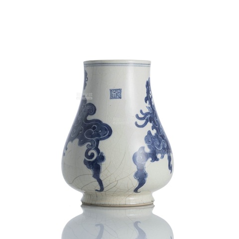 古玩陶瓷晚清煨瓷青花尊真品鑒賞圖