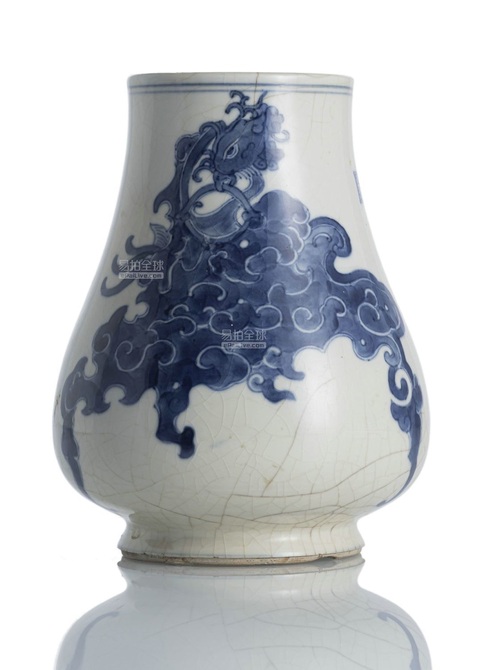 古玩陶瓷晚清煨瓷青花尊真品鑒賞圖