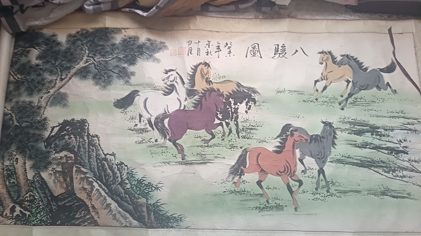古玩字畫八駿圖真品鑒賞圖