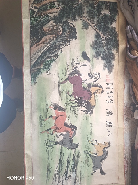 古玩字畫八駿圖真品鑒賞圖