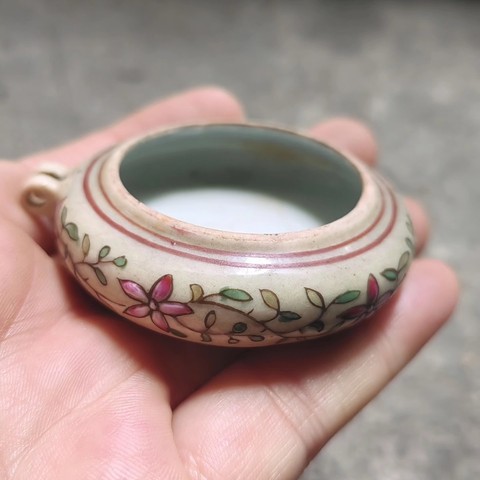 古玩陶瓷粉彩鳥(niǎo)食罐拍賣(mài)，當(dāng)前價(jià)格500元