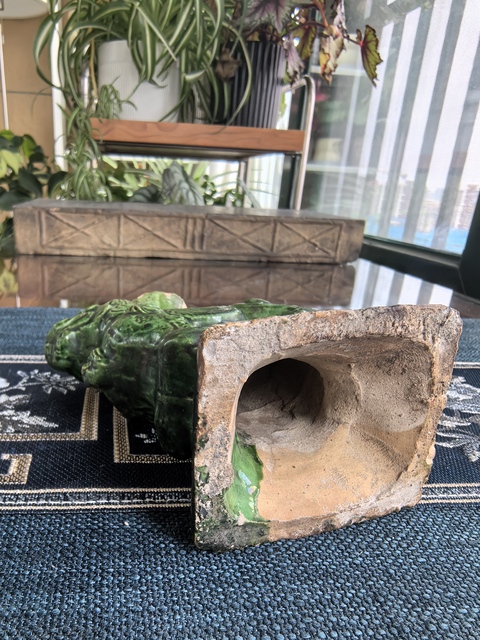古玩陶瓷清代·綠釉獅子造型燭臺(tái)拍賣(mài)，當(dāng)前價(jià)格1188元