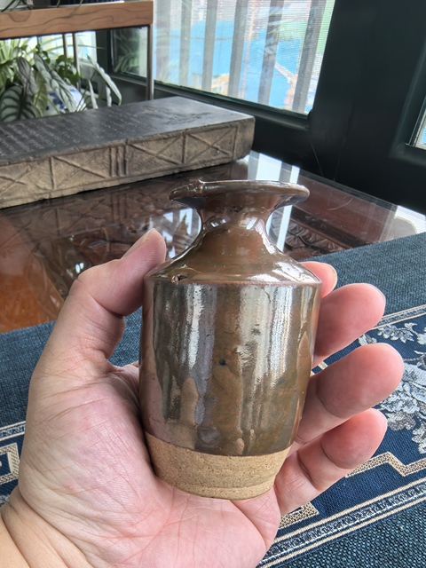 古玩陶瓷明末清初·窯變黑釉撇口瓶拍賣,當前價格850元