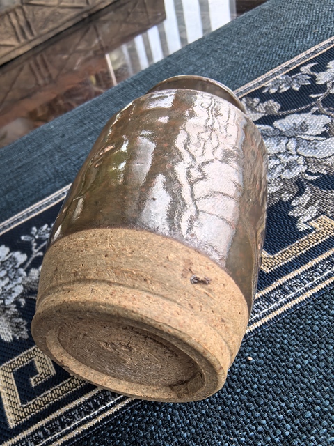 古玩陶瓷明末清初·窯變黑釉撇口瓶拍賣,當前價格850元