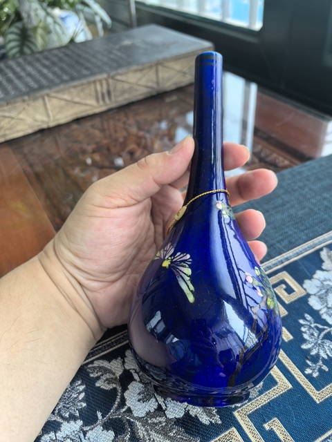 古玩陶瓷民國·茄皮紫粉彩花卉紋膽瓶拍賣,當前價格3600元
