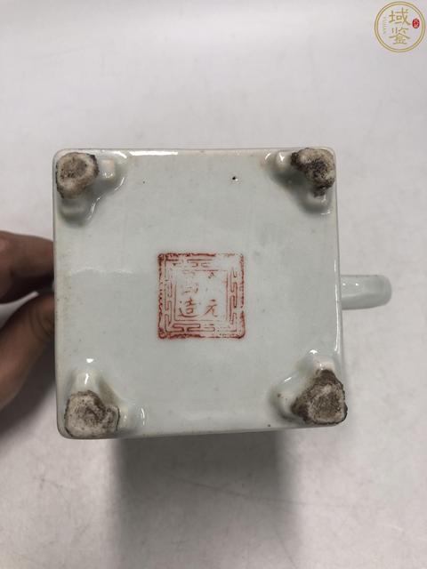 古玩陶瓷民國余遠生粉彩桃花侍女方壺拍賣，當前價格1180元
