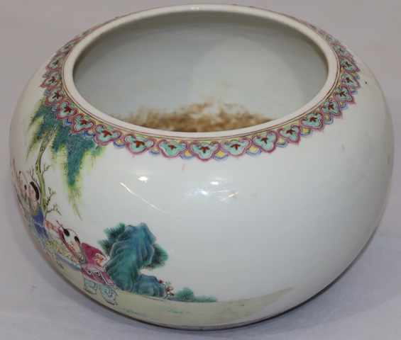 古玩陶瓷粉彩嬰戲圖水洗真品鑒賞圖