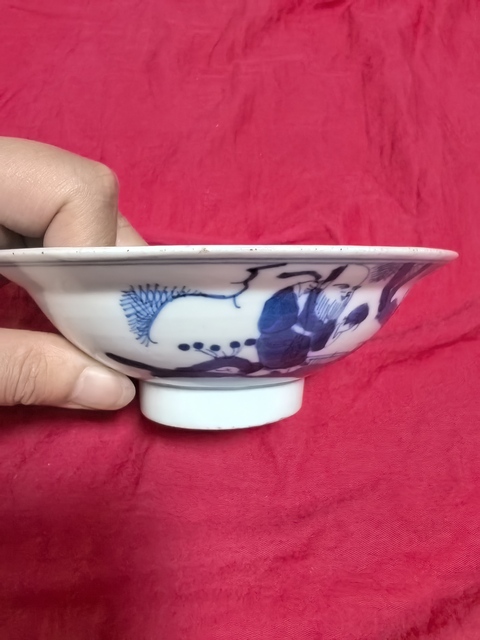 古玩陶瓷三星高照圖青花碗真品鑒賞圖