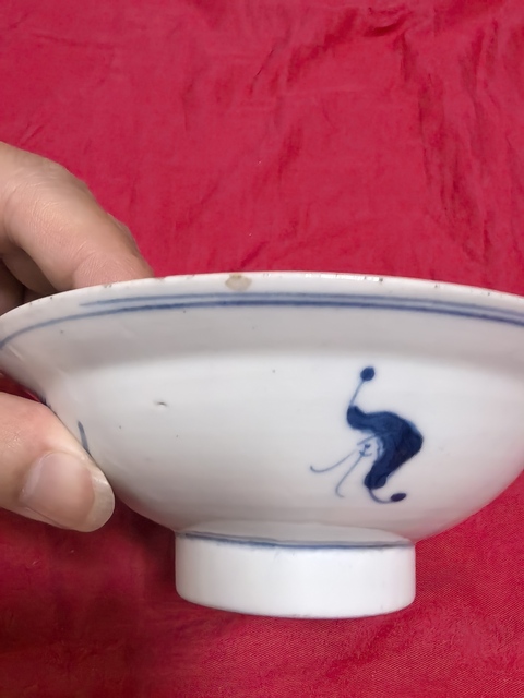 古玩陶瓷三星高照圖青花碗真品鑒賞圖