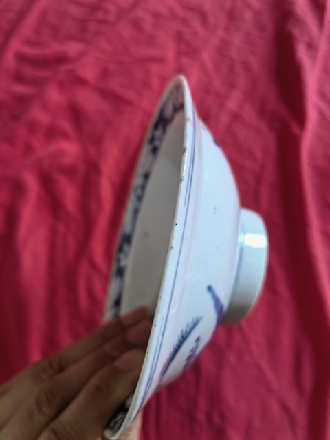古玩陶瓷三星高照圖青花碗真品鑒賞圖