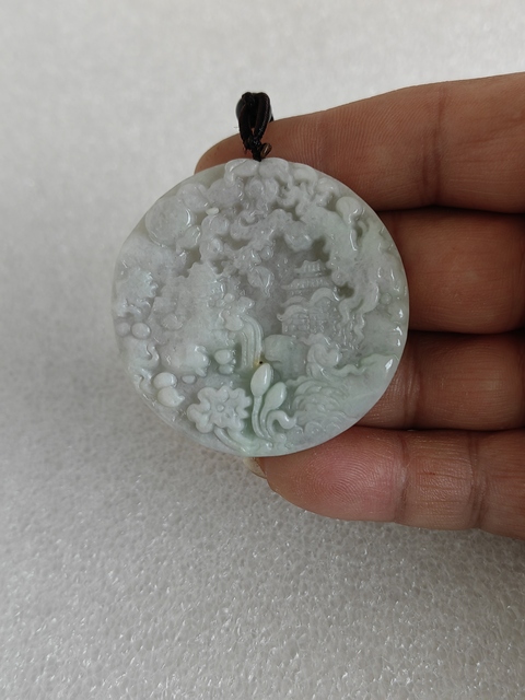 古玩玉器天然翡翠雕“山水牌”拍賣,當前價格298元