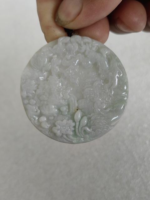 古玩玉器天然翡翠雕“山水牌”拍賣,當前價格298元