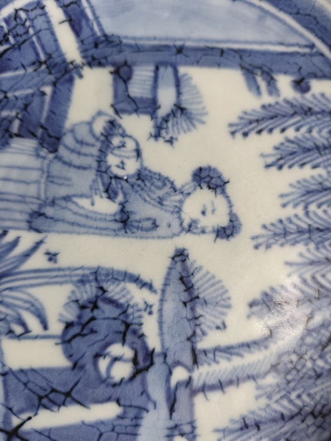 古玩陶瓷清初.青花人物故事紋盤拍賣,當前價格2580元