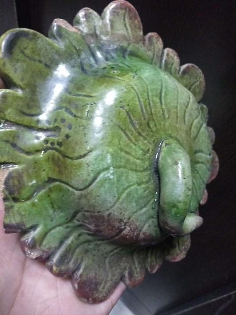 古玩陶瓷明代綠釉荷葉蓋拍賣,當前價格299元