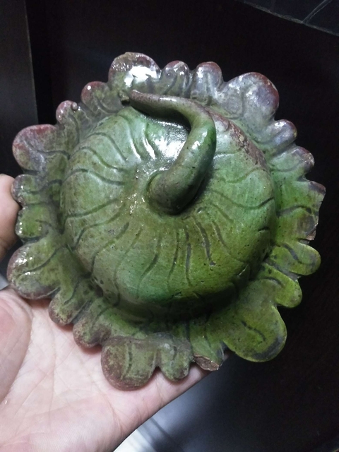 古玩陶瓷明代綠釉荷葉蓋拍賣,當前價格299元