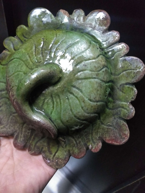 古玩陶瓷明代綠釉荷葉蓋拍賣,當前價格299元