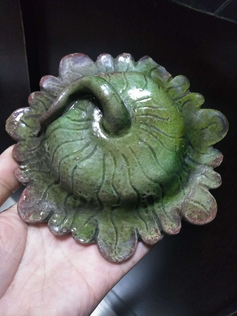 古玩陶瓷明代綠釉荷葉蓋拍賣,當前價格299元