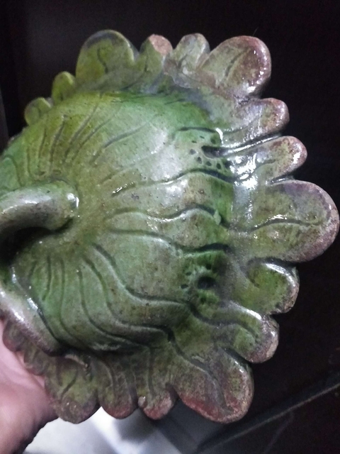 古玩陶瓷明代綠釉荷葉蓋拍賣,當前價格299元