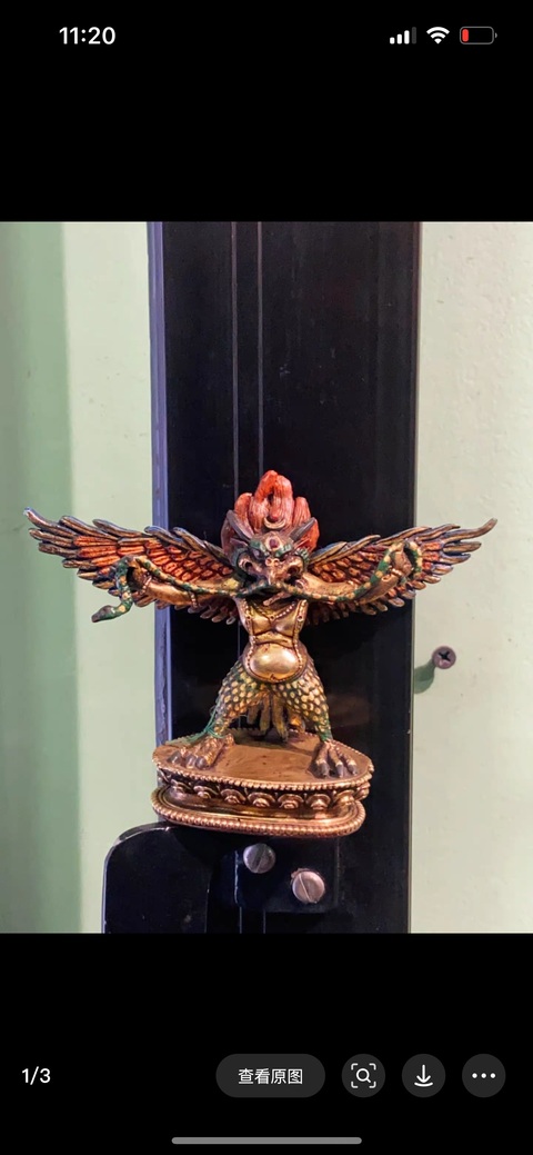 古玩銅器銅鎏金彩繪大鵬鳥真品鑒賞圖