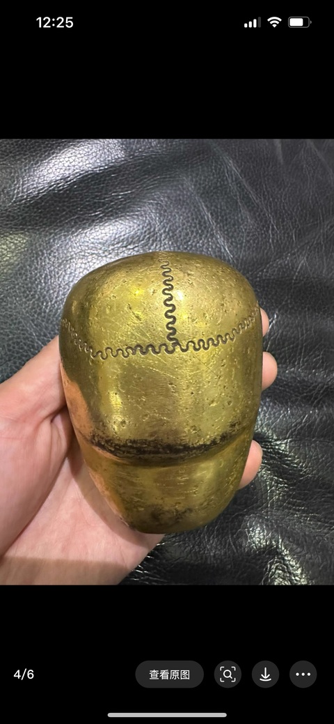 古玩銅器銅鎏金尸陀頭像真品鑒賞圖