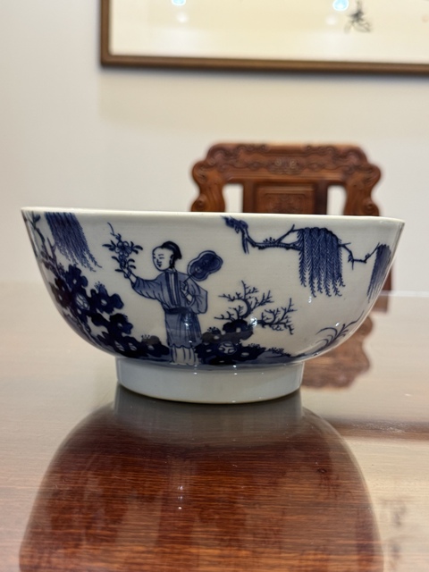 古玩陶瓷清乾隆三娘教子青花賞碗拍賣,當前價格5888元