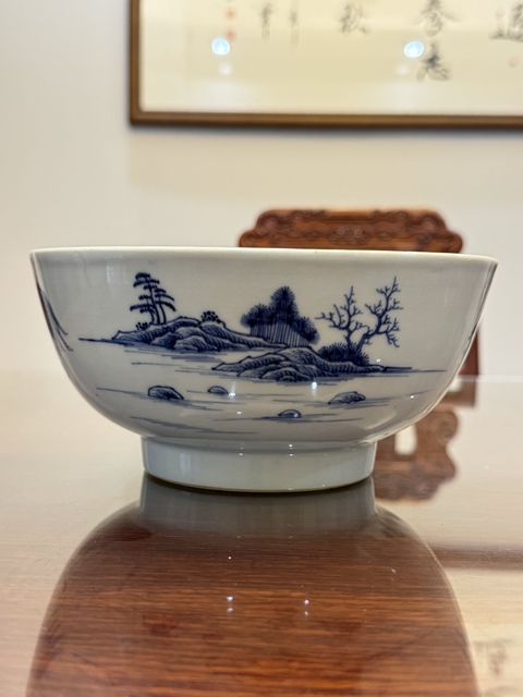 古玩陶瓷清乾隆三娘教子青花賞碗拍賣,當前價格5888元