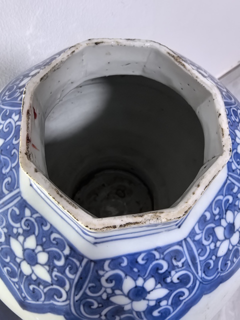 古玩陶瓷青花花鳥紋八方罐真品鑒賞圖