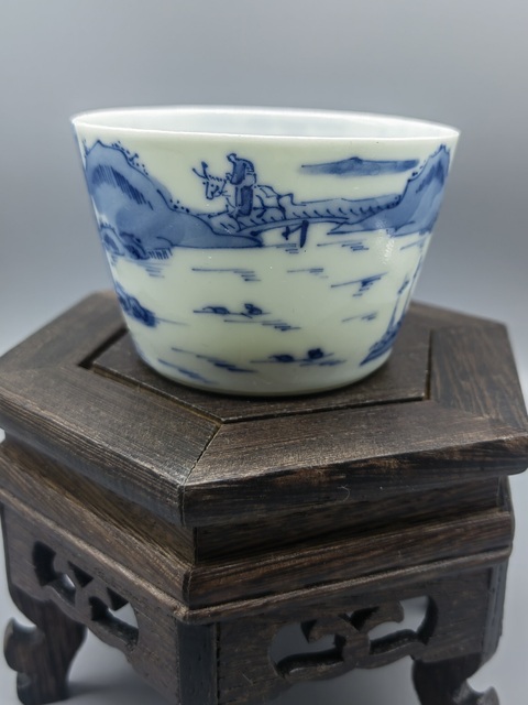 古玩陶瓷青花山水人物紋茶杯拍賣,當前價格5200元