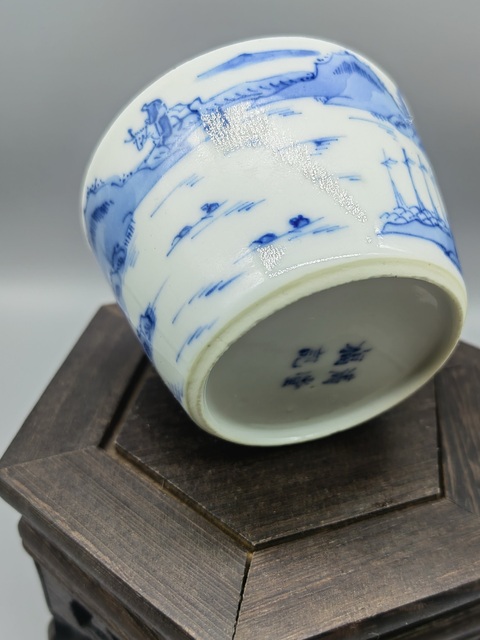 古玩陶瓷青花山水人物紋茶杯拍賣,當前價格5200元