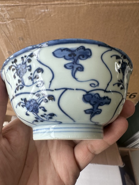 古玩陶瓷青花靈芝花卉紋碗拍賣,當前價格2500元