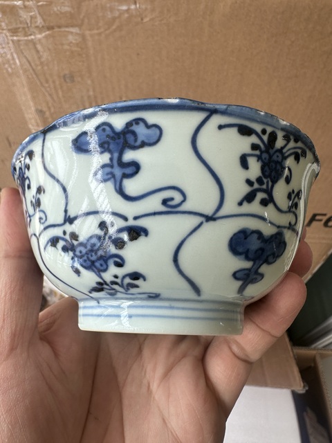古玩陶瓷青花靈芝花卉紋碗拍賣,當前價格2500元
