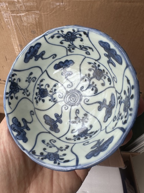 古玩陶瓷青花靈芝花卉紋碗拍賣,當前價格2500元