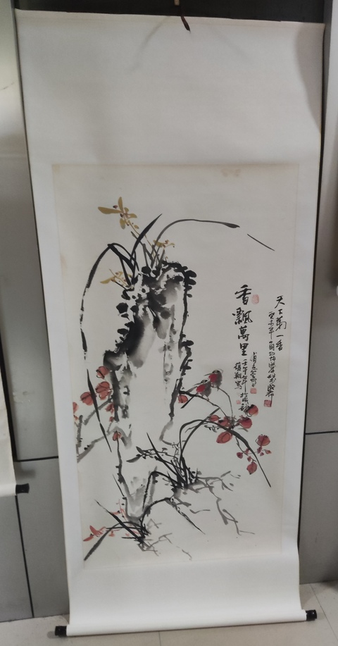 古玩字畫手工精裱洪厚甜,余有志,李復翔合作蘭石圖拍賣，當前價格388元