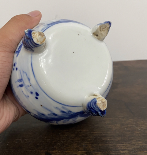 古玩陶瓷青花山水人物紋香爐真品鑒賞圖