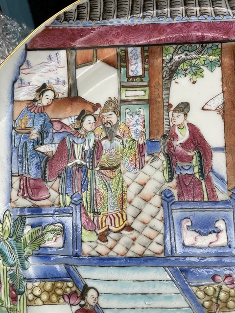 古玩陶瓷粉彩人物故事紋折腰盤(pán)真品鑒賞圖