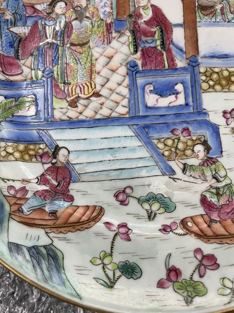 古玩陶瓷粉彩人物故事紋折腰盤(pán)真品鑒賞圖