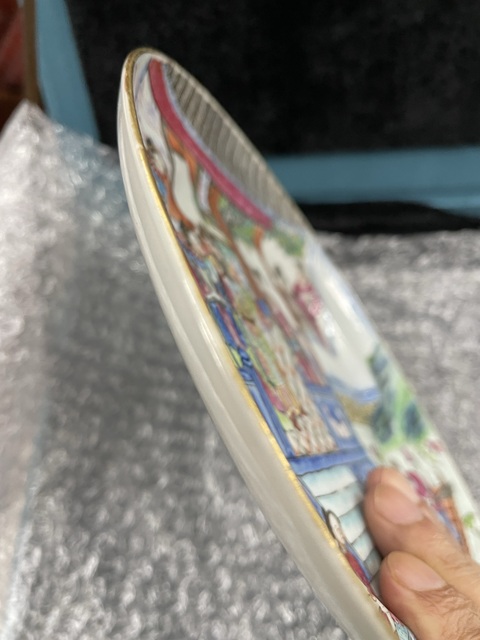 古玩陶瓷粉彩人物故事紋折腰盤(pán)真品鑒賞圖