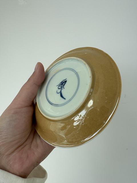 古玩陶瓷康熙·外紫金釉內青花花卉紋小盤一對真品鑒賞圖