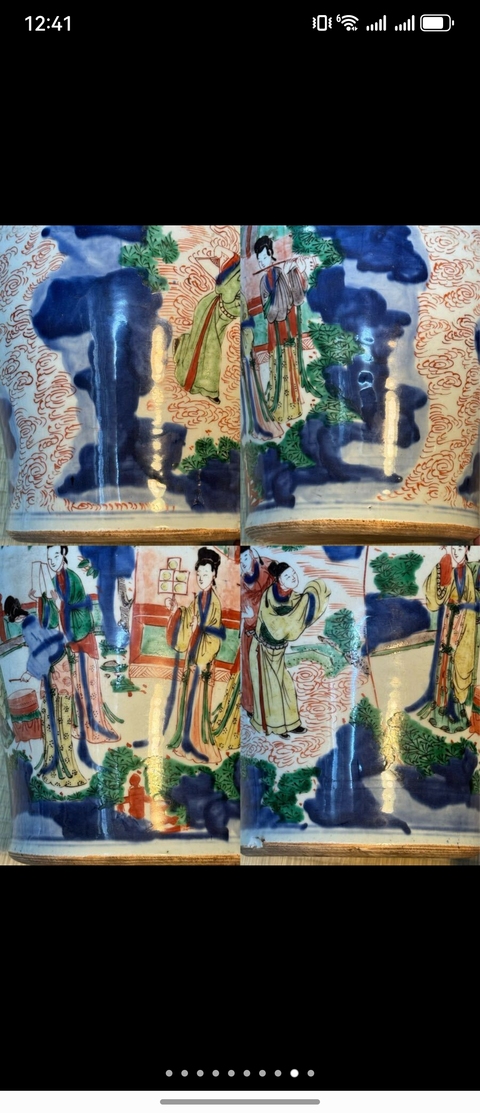 古玩陶瓷青花五彩人物紋將軍罐真品鑒賞圖