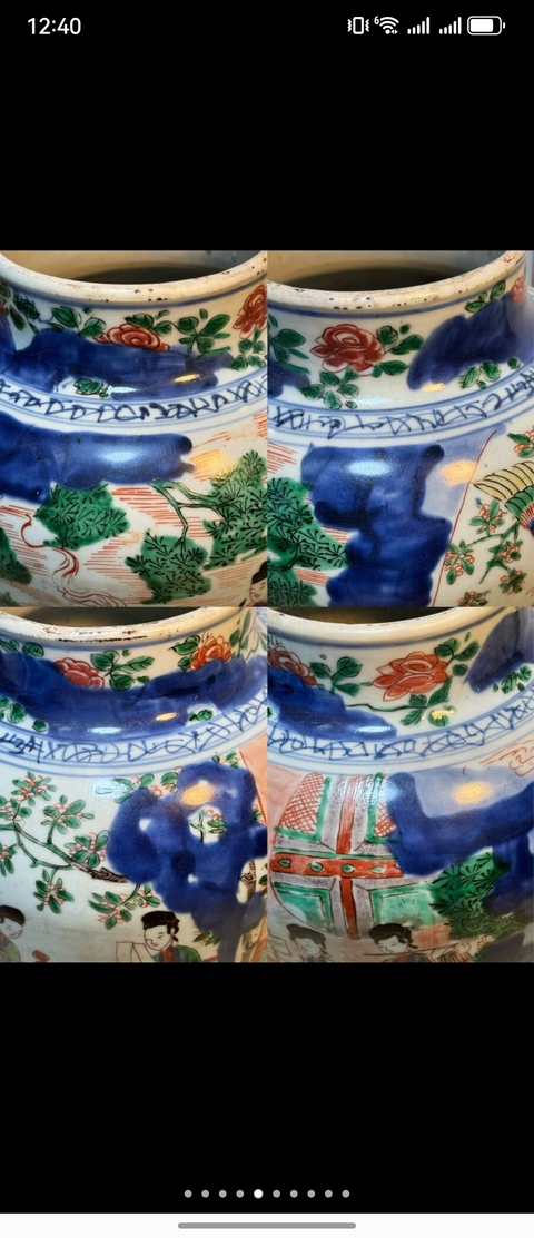 古玩陶瓷青花五彩人物紋將軍罐真品鑒賞圖