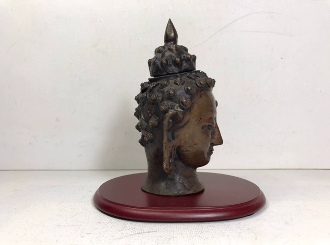 古玩銅器佛首真品鑒賞圖