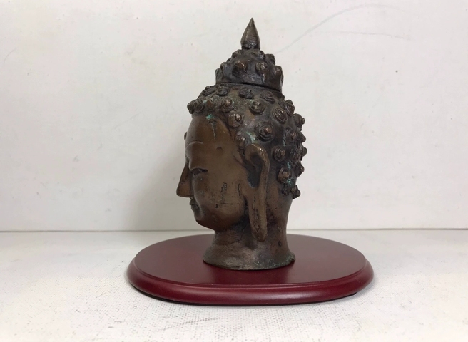 古玩銅器佛首真品鑒賞圖