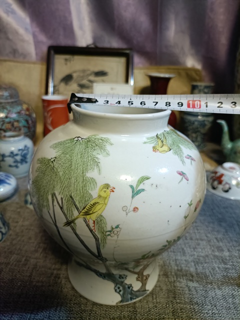 古玩陶瓷民國粉彩花鳥紋罐拍賣，當前價格2888元