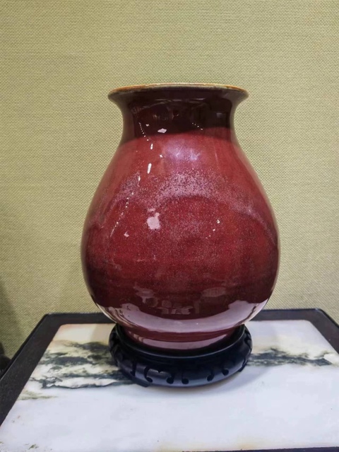 古玩陶瓷鈞紅釉琵琶尊拍賣,當(dāng)前價(jià)格19000元