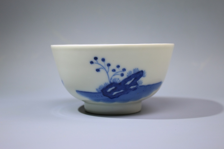 古玩陶瓷清晚期·青花老少同樂圖茶碗拍賣，當前價格936元