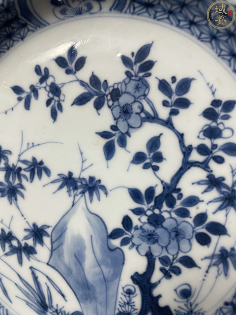 古玩陶瓷（保真卡）清康熙·青花竹石花卉折沿盤拍賣，當前價格1688元